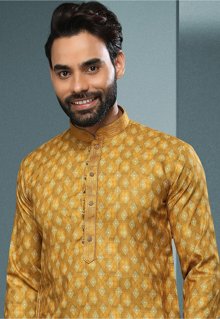 Mustard Glamorous Cotton  Kurta Pajama | Designed for Those Who Appreciate True Craftsmanship