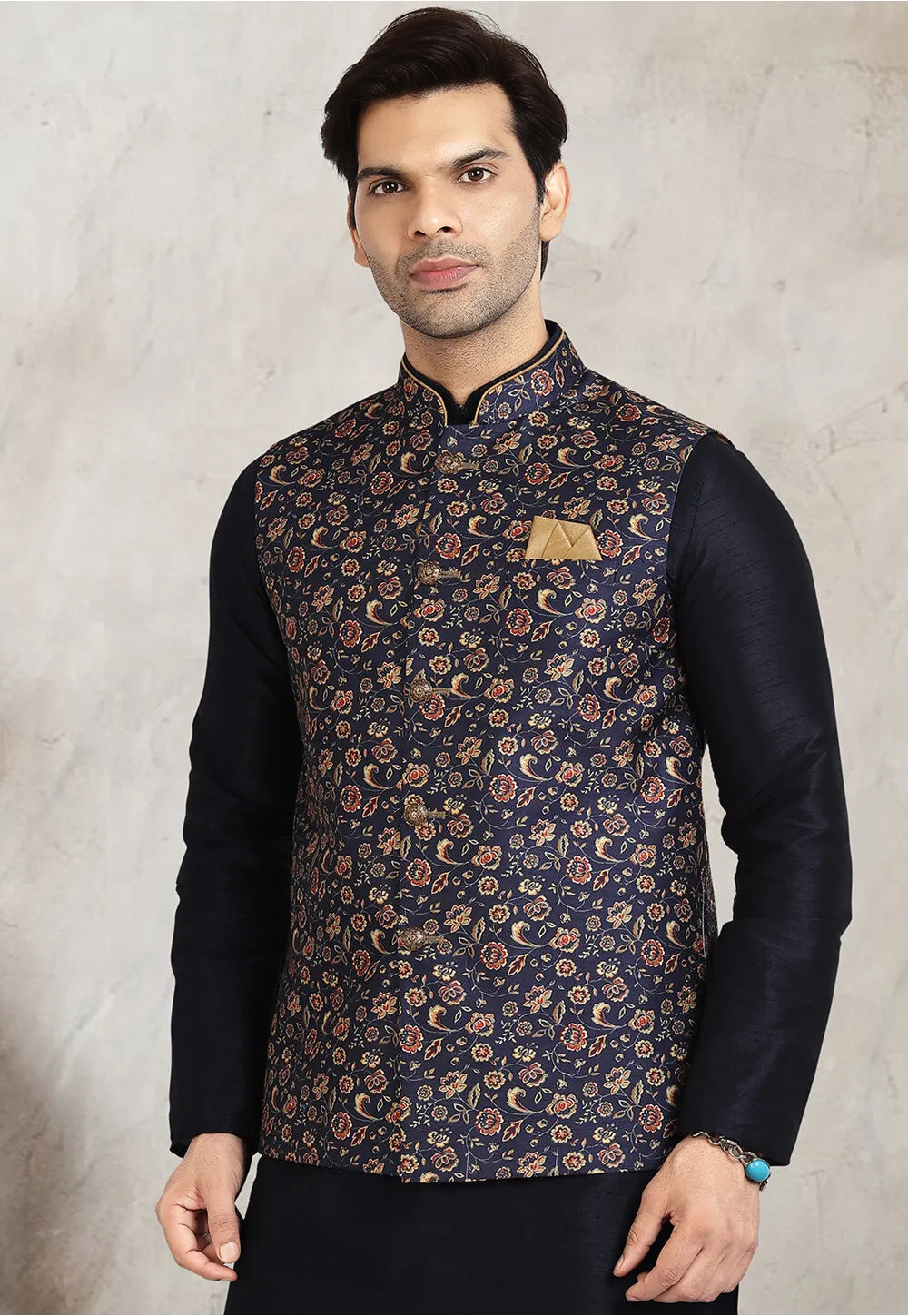 Navy Blue Opulent Grand Art Silk Premium Kurta Pajama | Designed to Elevate Your Style for Cultural Events