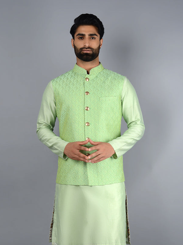 Classic Green Bandhgala Jacket | Ideal for Any Elegant Event