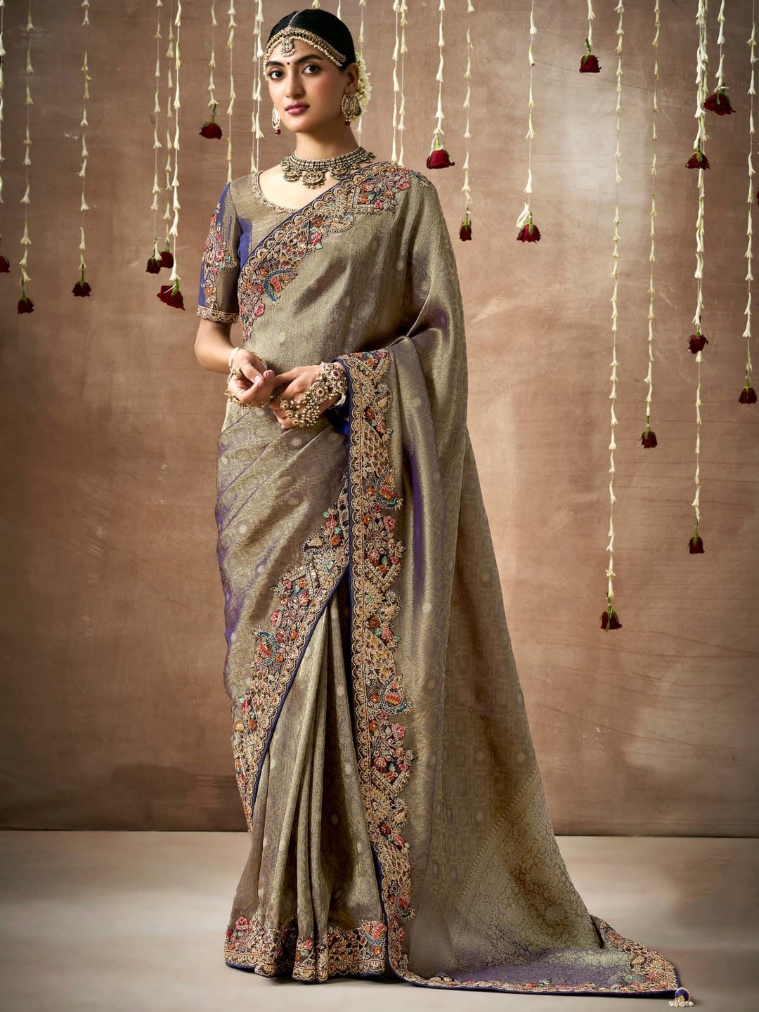 Green silk saree crafted for elegance and style.