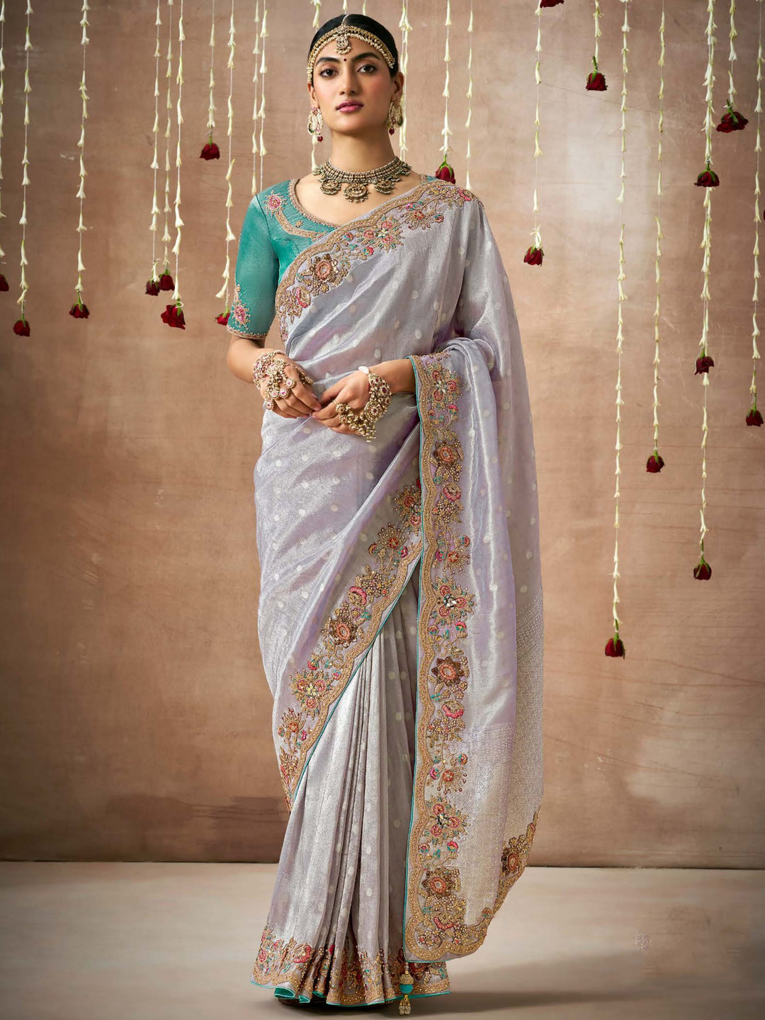 Green silk saree crafted for elegance and style.