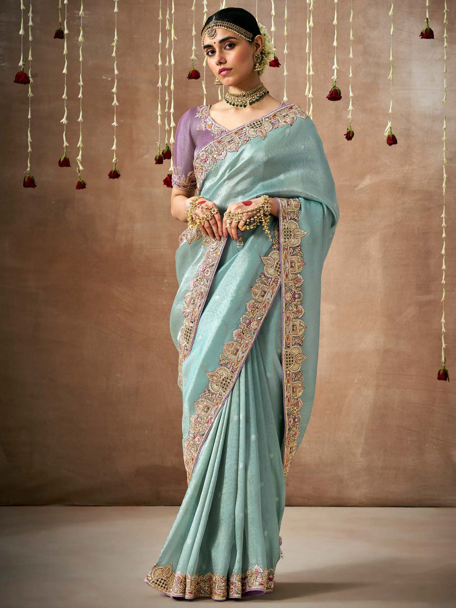 Blue silk saree crafted for elegance and style.