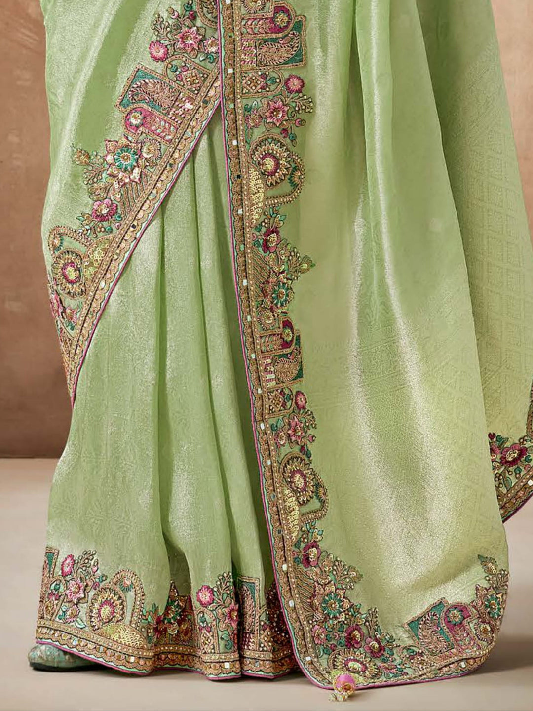 Vibrant color luxurious fabric exclusive attire crafted for elegance and style.