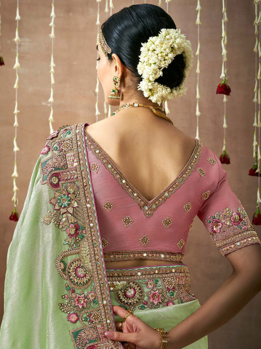 Vibrant color luxurious fabric exclusive attire crafted for elegance and style.