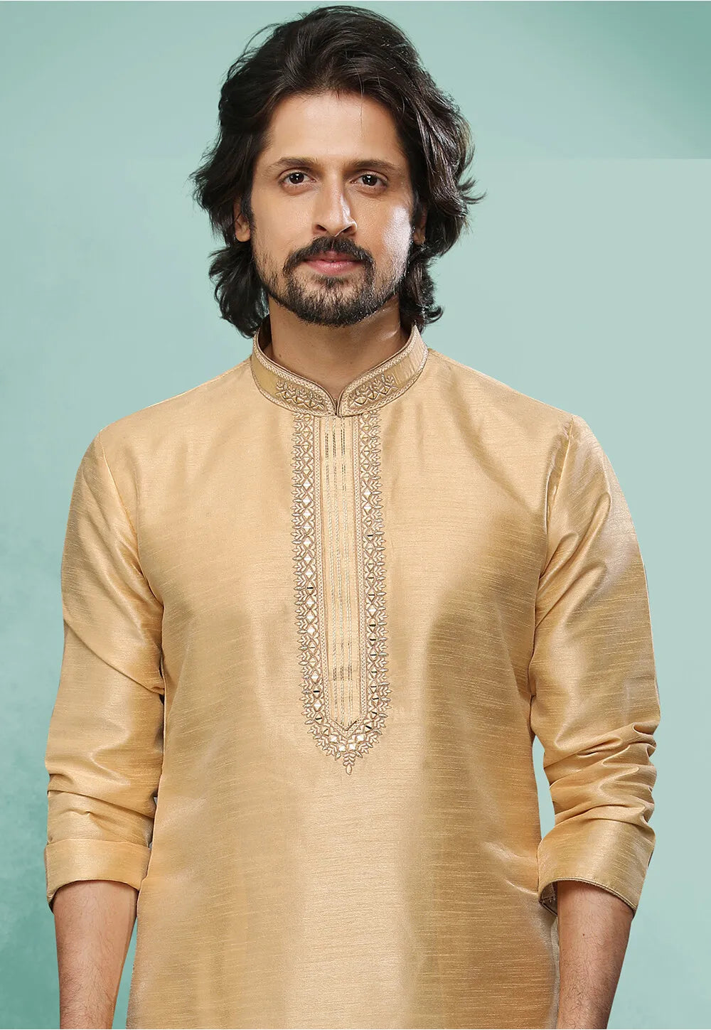 Graceful Beige Art Silk Premium Kurta Pajama | Luxury Attire for Weddings & Special Moments