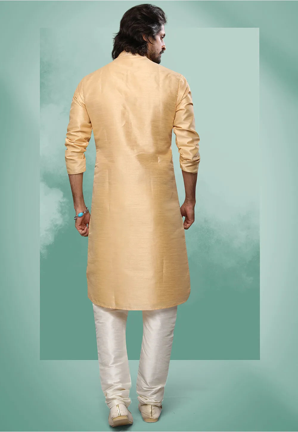 Graceful Beige Art Silk Premium Kurta Pajama | Luxury Attire for Weddings & Special Moments