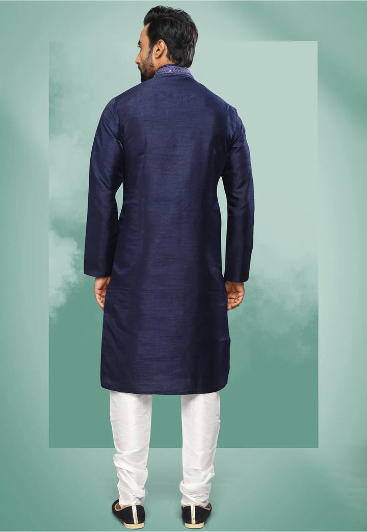 Glamorous Blue  Art Silk  Kurta Pajama | Designed for Those Who Appreciate True Craftsmanship