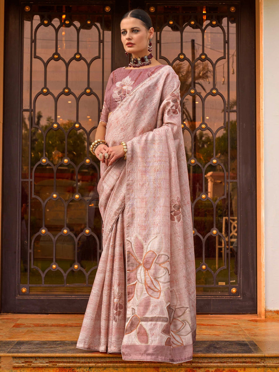 Pink silk saree crafted for elegance and style.