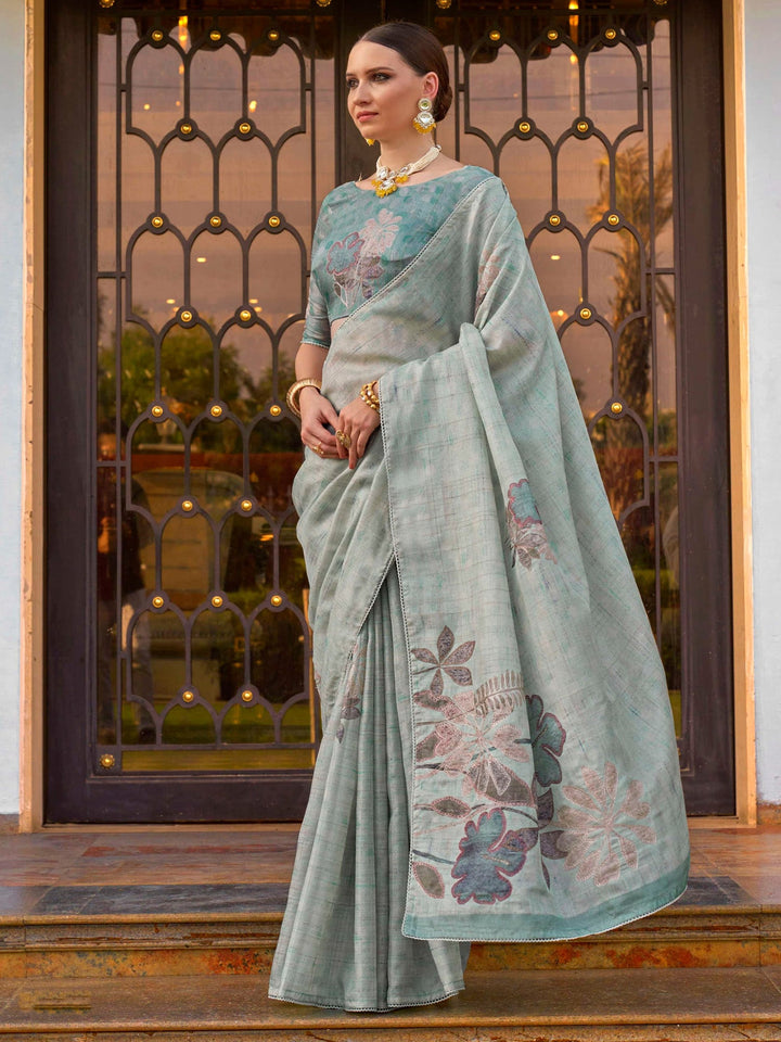 Blue silk saree crafted for elegance and style.