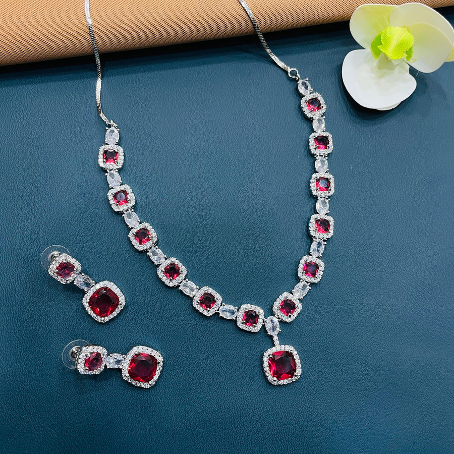 Glamorous American diamond necklace designed for brides and special events.