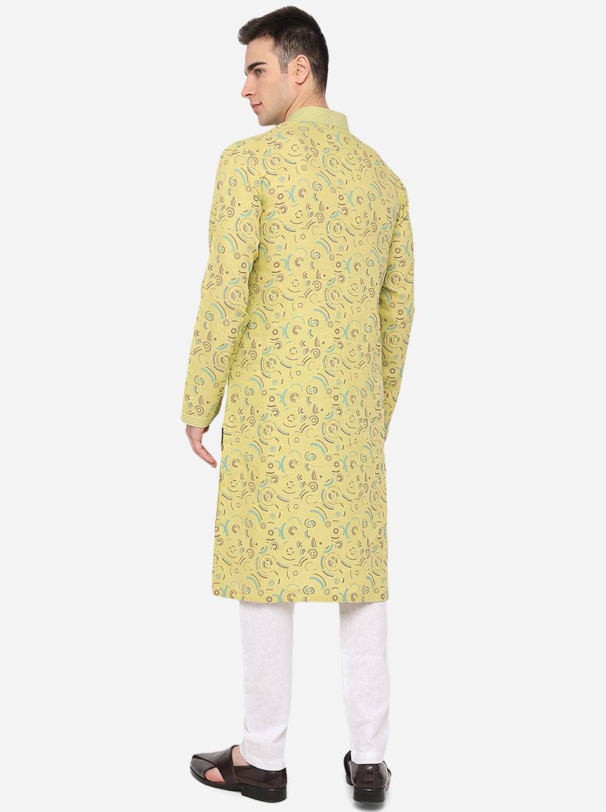 Elegant corn yellow kurta set, designed for modern men.