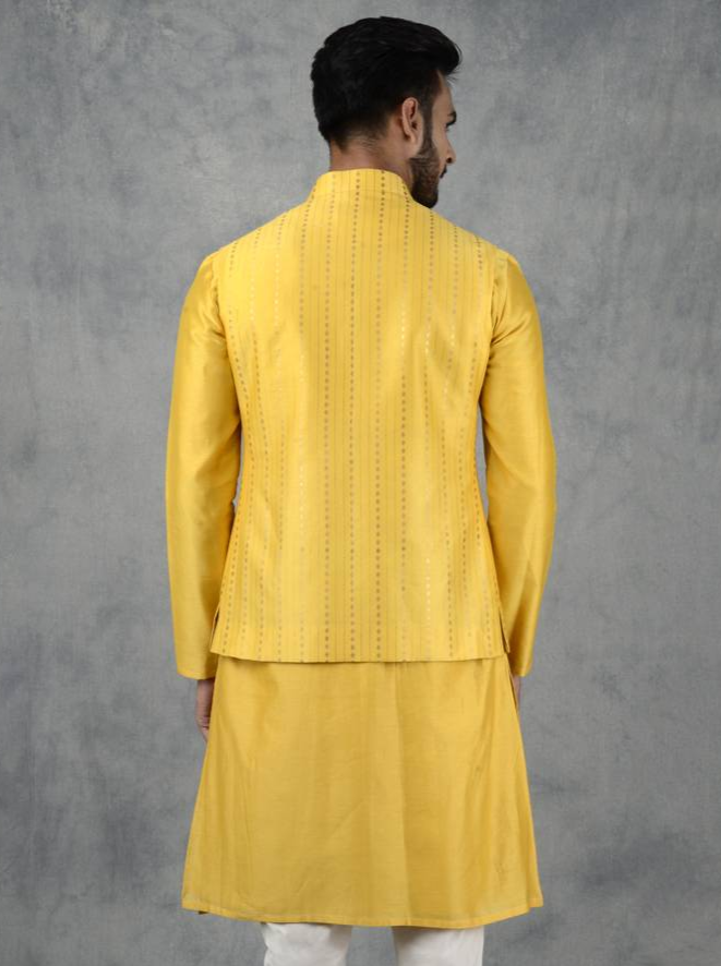 Stylish Yellow Nehru Jacket | Elevate Your Style for Any Event