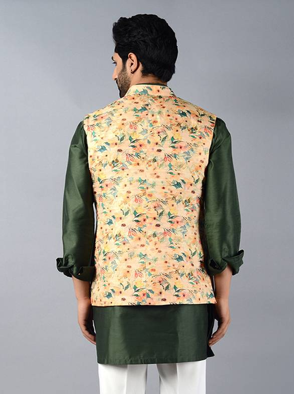 Elegant Cream Bandhgala | Men’s Silk Blend Nehru Jacket Style