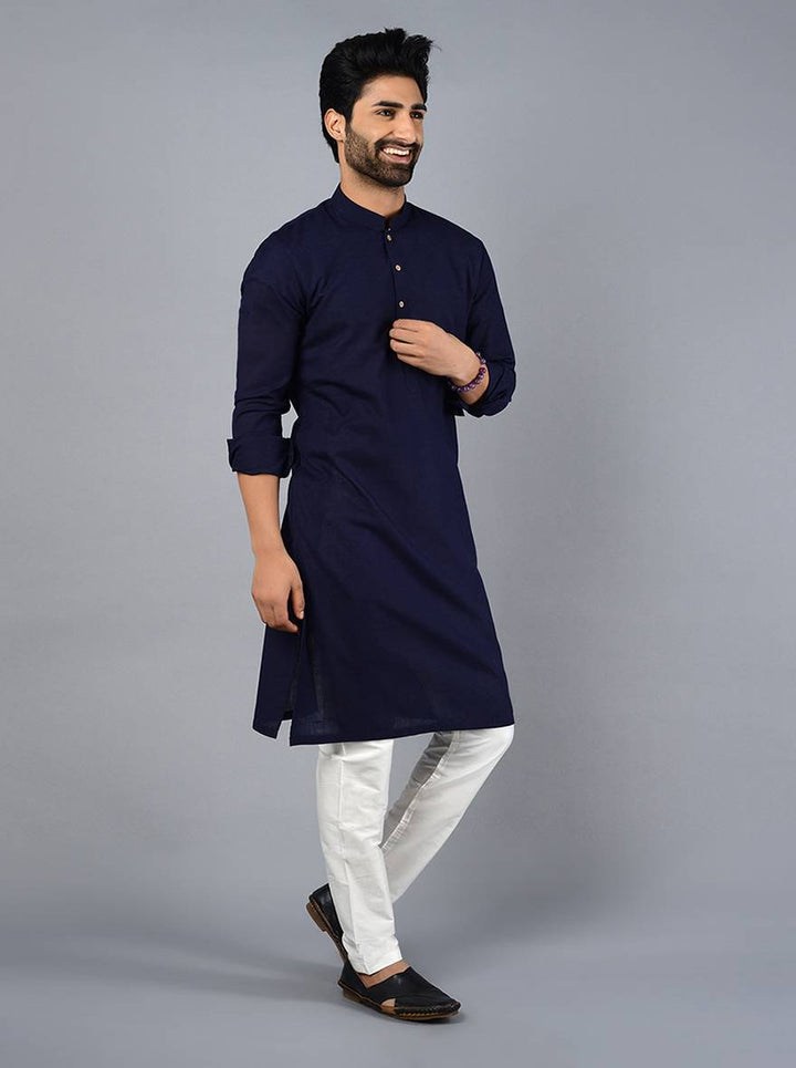 Embrace tradition with a contemporary twist in our elegant navy blue kurta set.