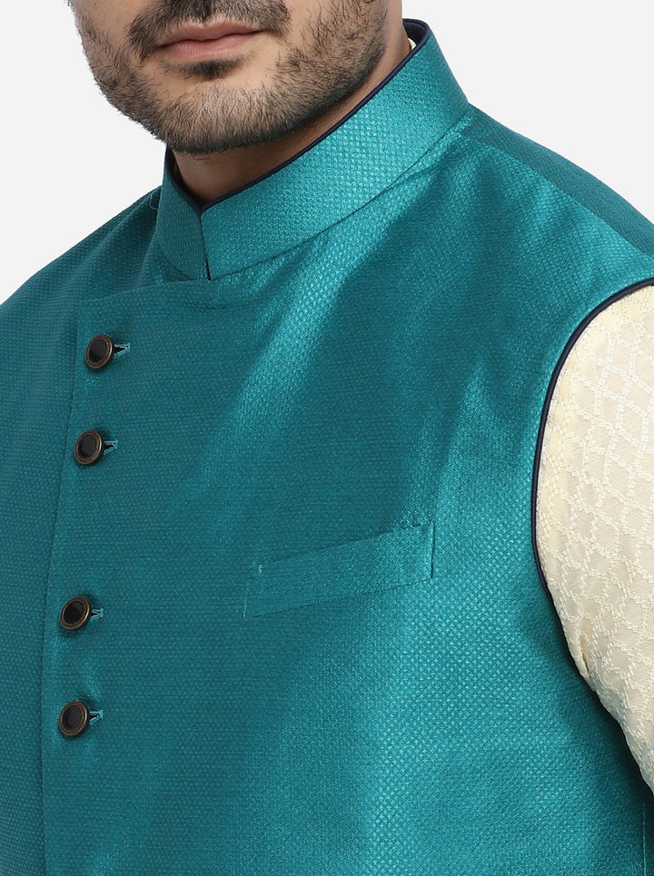 Aqua Green Bandhgala Waistcoat | Perfect Blend of Style and Comfort