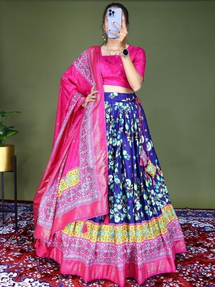 Opulent Navy Blue Silk Lehenga Choli | Customizable for Special Occasions