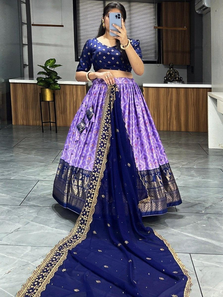 Exquisite Purple Dolla Silk Lehenga | Embroidery & Stonework Dupatta