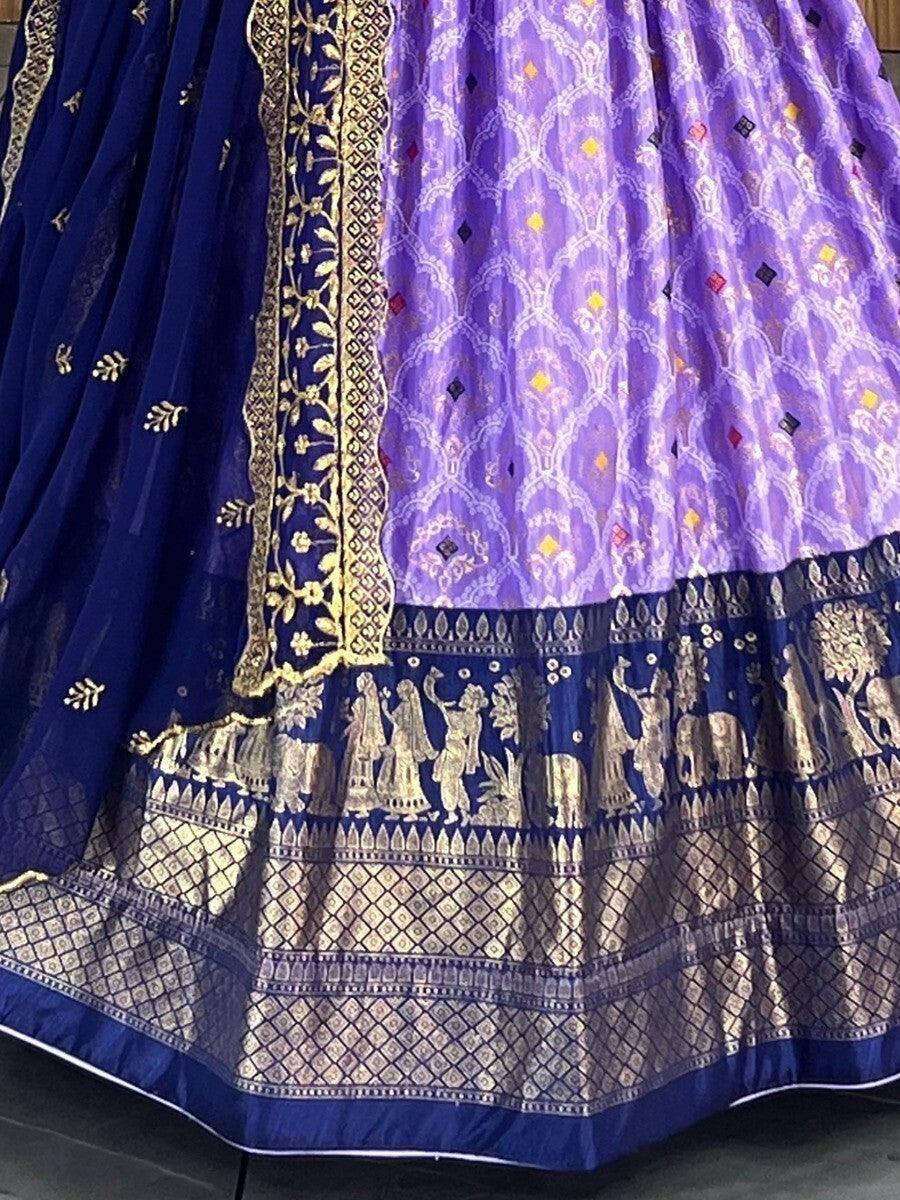 Exquisite Purple Dolla Silk Lehenga | Embroidery & Stonework Dupatta