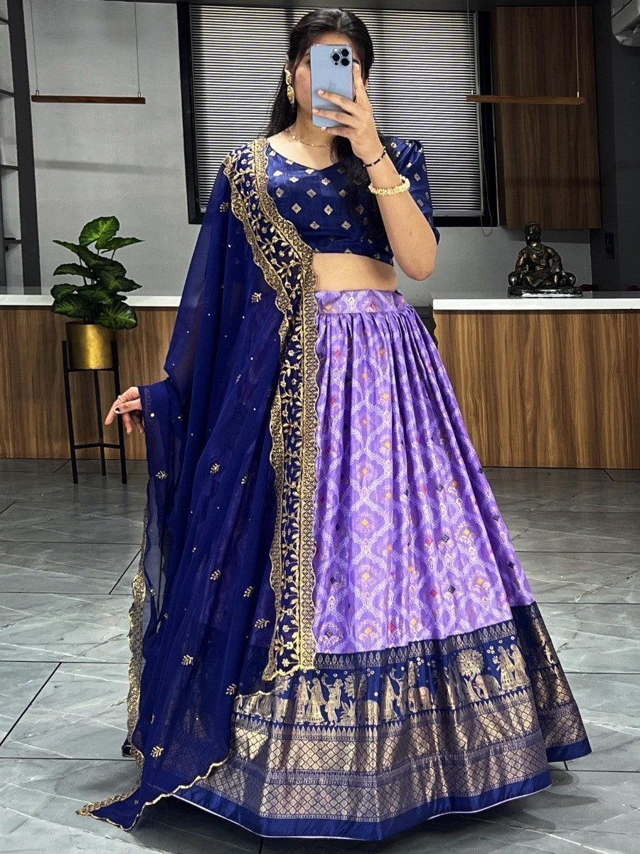 Exquisite Purple Dolla Silk Lehenga | Embroidery & Stonework Dupatta