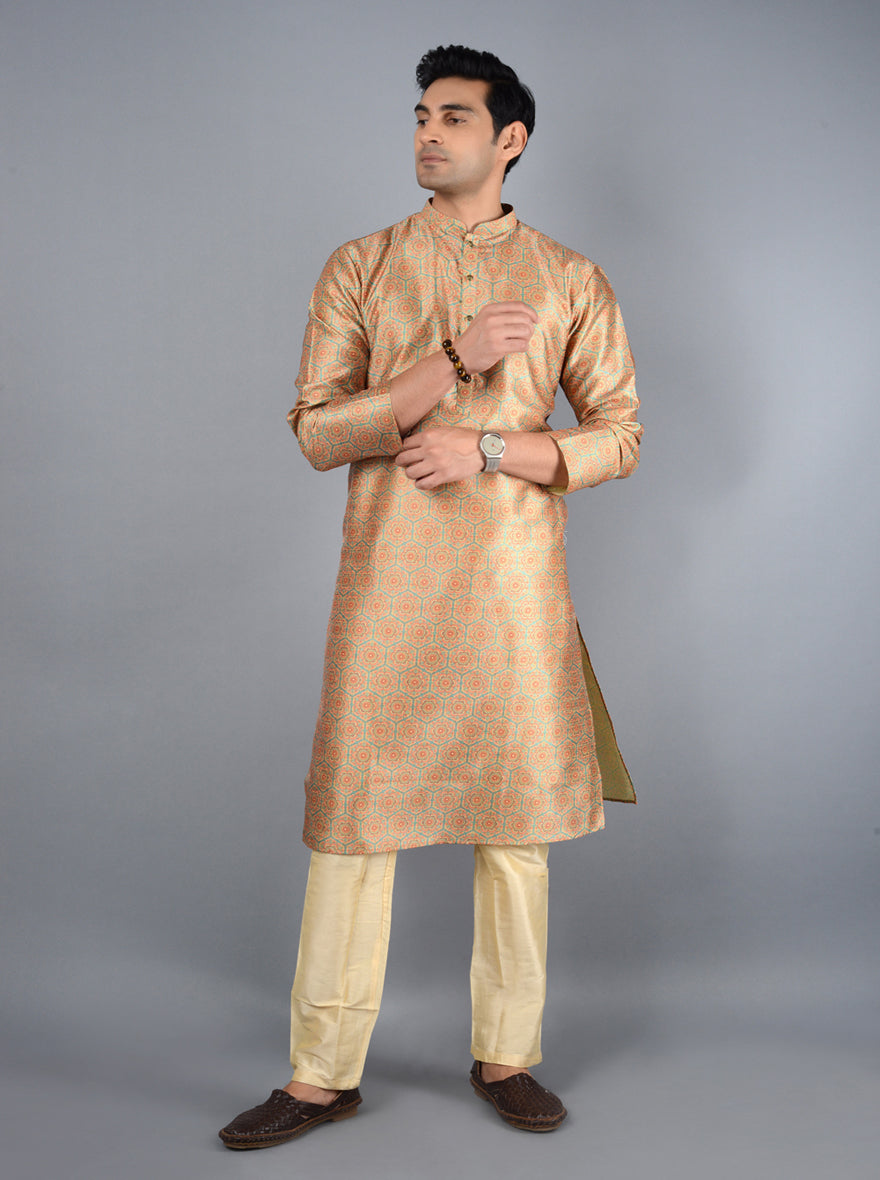 Elegant orange kurta pajama crafted for sophistication, a must-have for festive occasions in the USA.