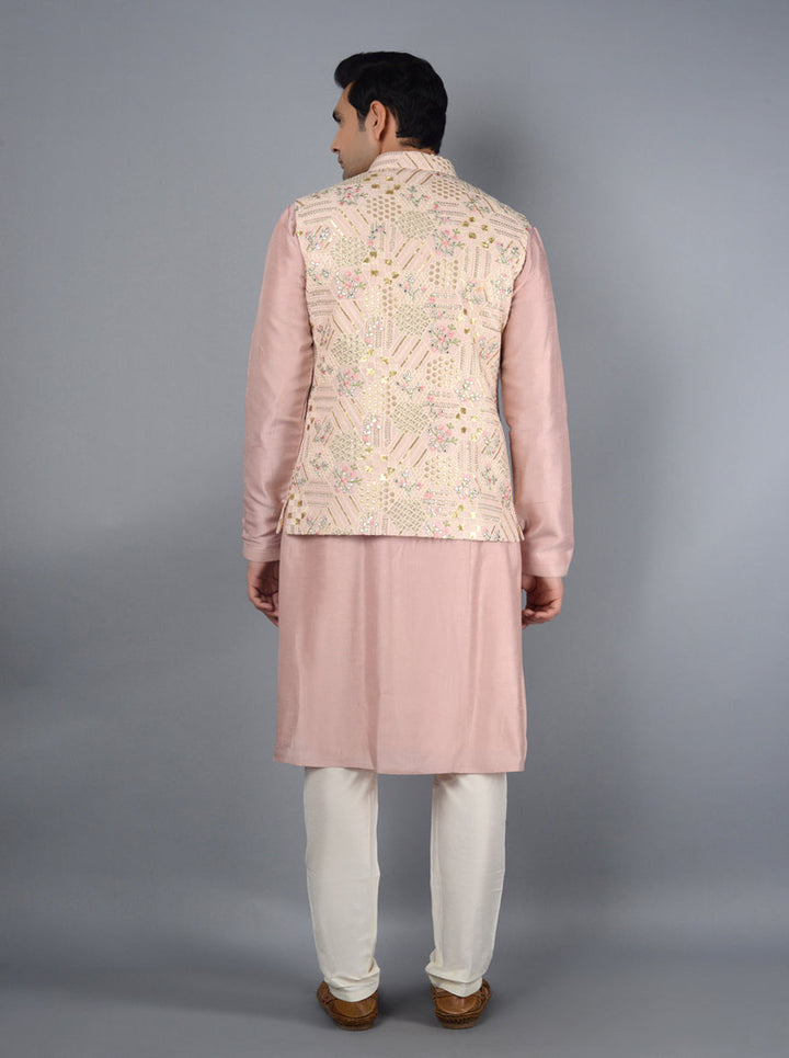 Onion Pink Bandhgala Jacket | Luxurious Silk Blend for Ethnic Style