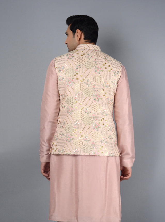 Onion Pink Bandhgala Jacket | Luxurious Silk Blend for Ethnic Style