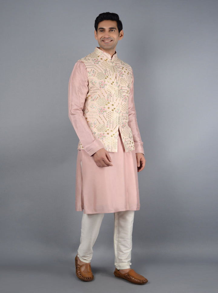 Onion Pink Bandhgala Jacket | Luxurious Silk Blend for Ethnic Style