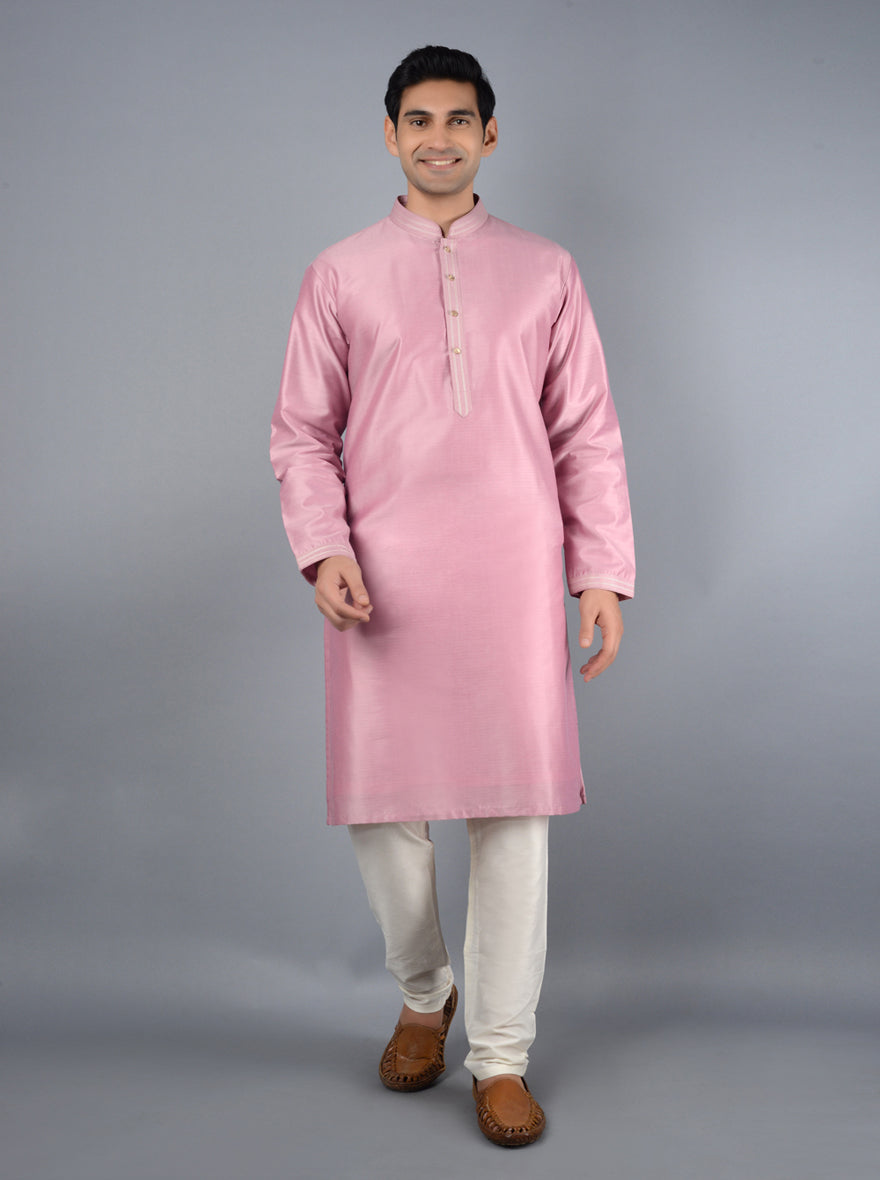 Beautiful onion pink kurta set, perfect for weddings and festivals, blending comfort with stylish sophistication in the USA.