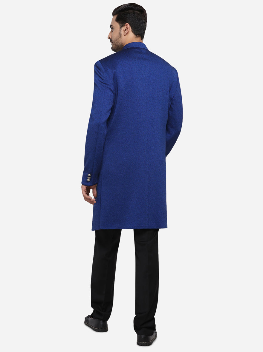 This stylish royal blue jacquard Mid Length Jacket ensures comfort while keeping you fashionable for all events in the USA.