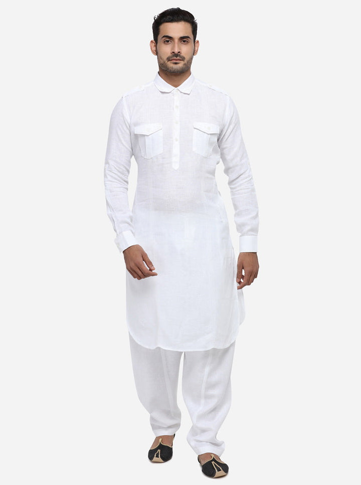 USA men’s luxurious white kurta pajama, designed for stylish outings.