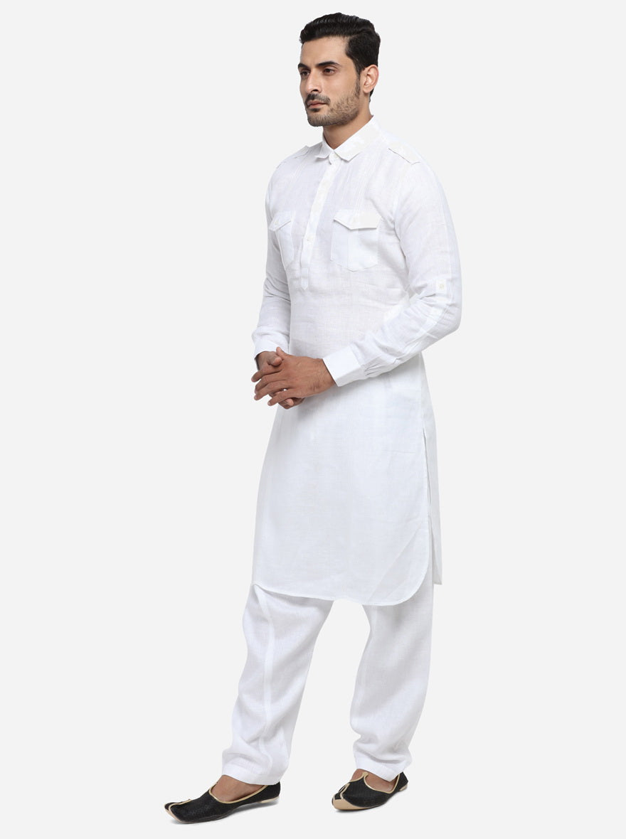 USA men’s elegant white pathani set, ideal for cultural events.