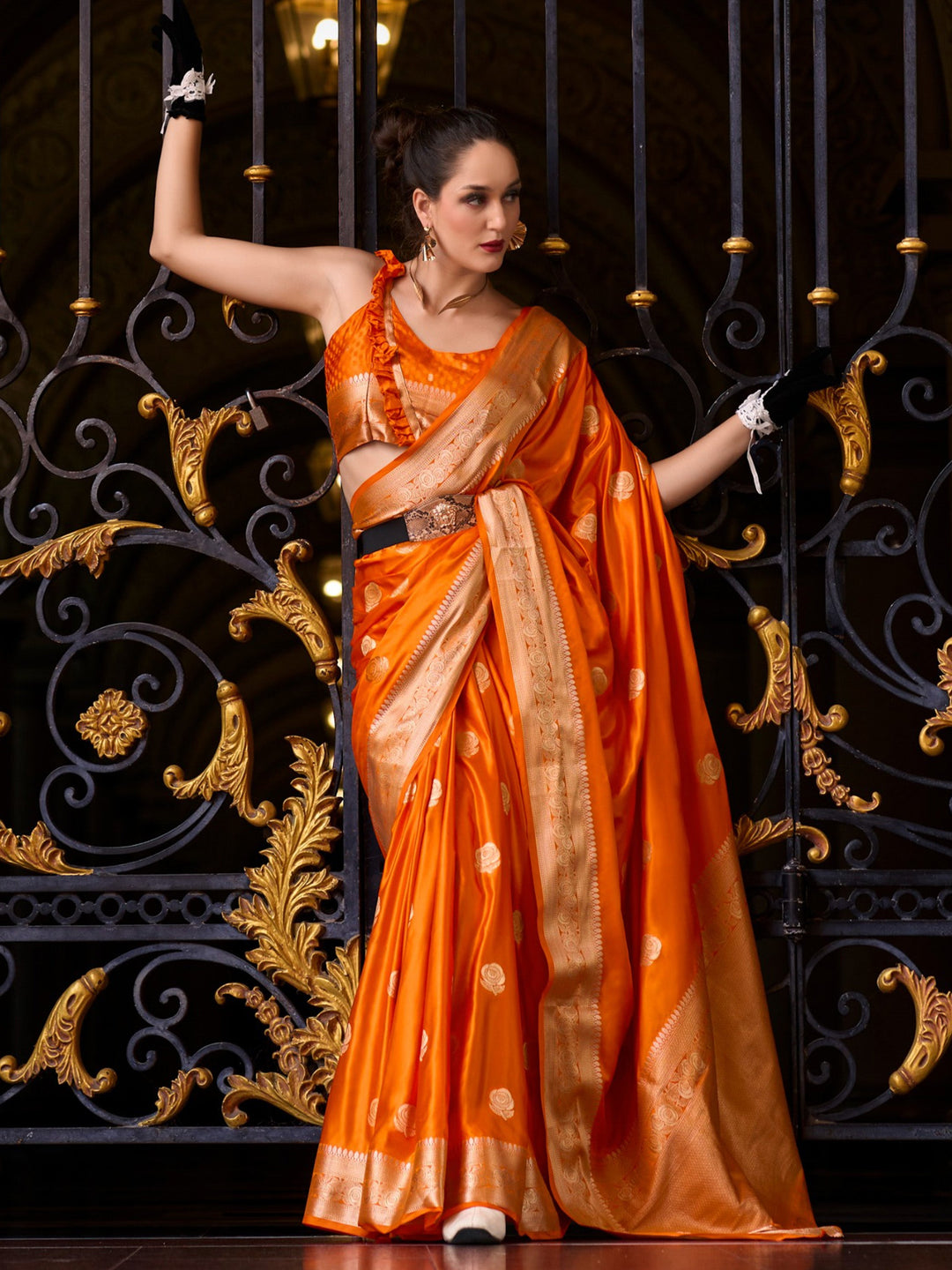 Vibrant color luxurious fabric exclusive attire crafted for elegance and style.