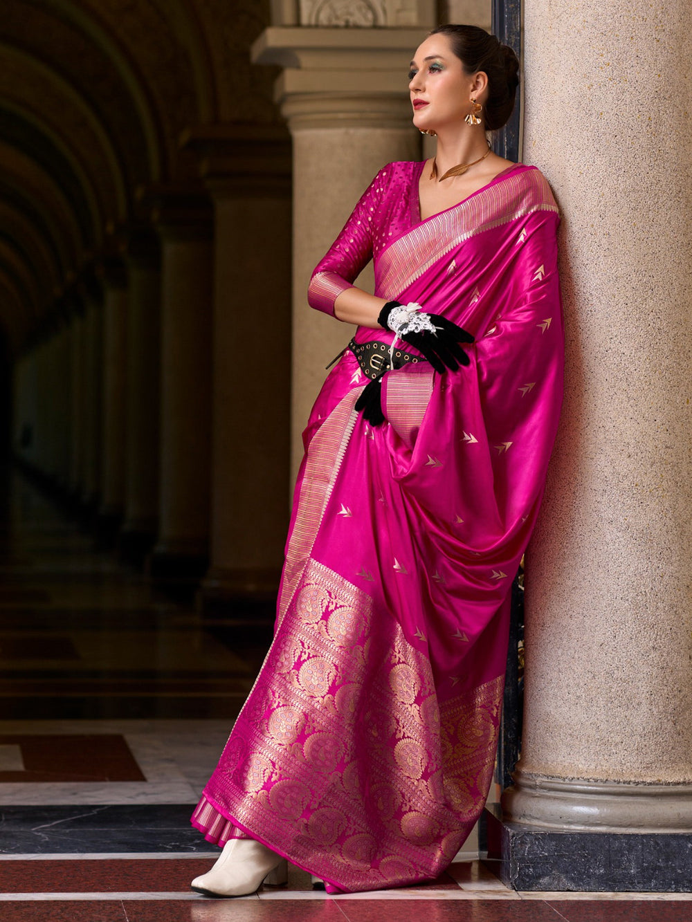 Vibrant color luxurious fabric exclusive attire crafted for elegance and style.