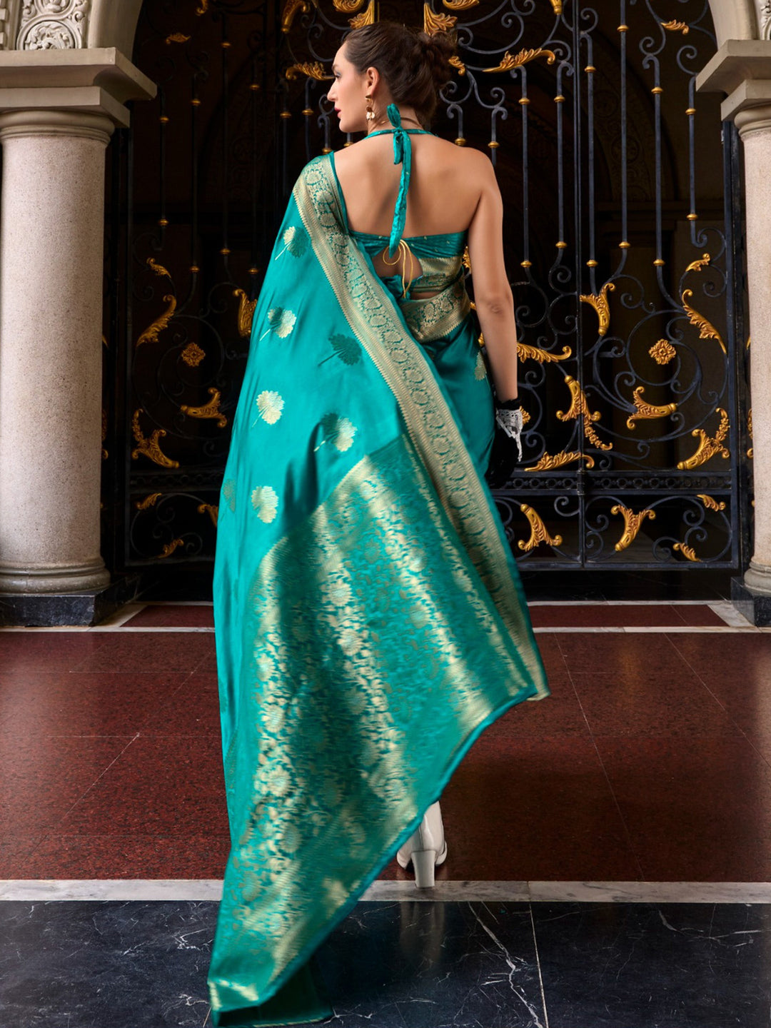 Vibrant color luxurious fabric exclusive attire crafted for elegance and style.