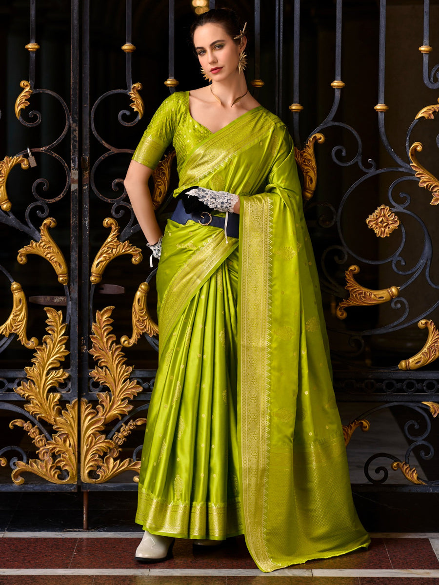 Green silk saree crafted for elegance and style.