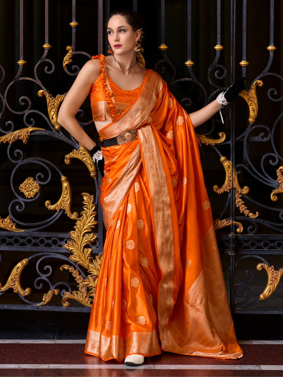 Vibrant color luxurious fabric exclusive attire crafted for elegance and style.