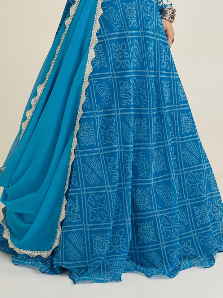 Versatile Sky-Blue Lehenga Choli | Lightweight Georgette with Mirror Work