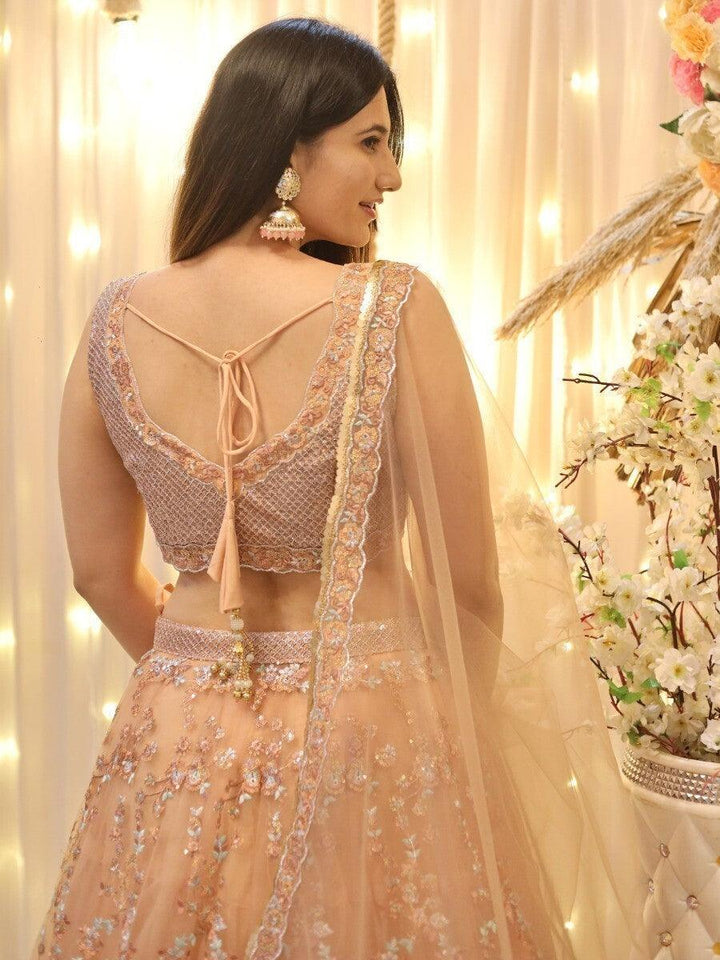 Luxury Peach Lehenga Choli | Customizable Wedding Wear with Dupatta