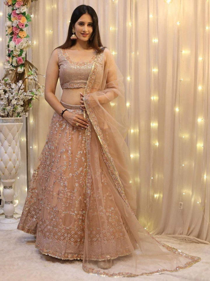 Luxury Peach Lehenga Choli | Customizable Wedding Wear with Dupatta