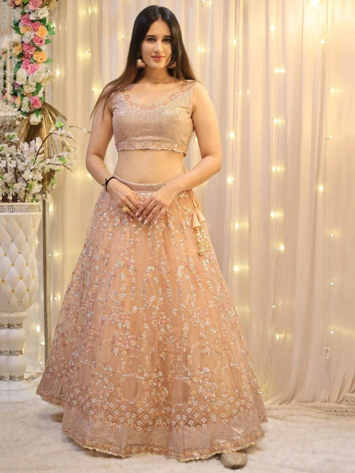 Luxury Peach Lehenga Choli | Customizable Wedding Wear with Dupatta