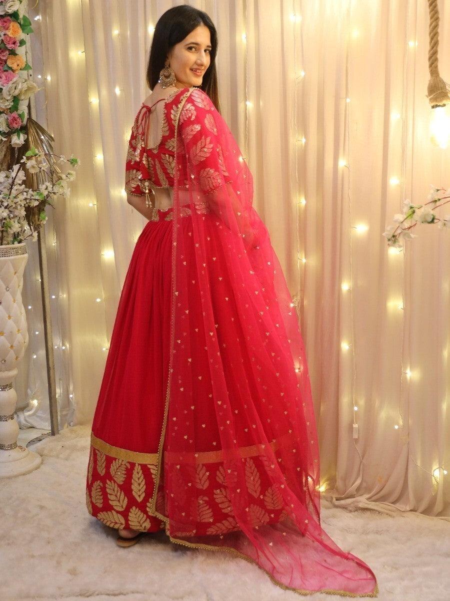 Attractive Pink Sequin Lehenga Choli | Bridal Reception Wear Set