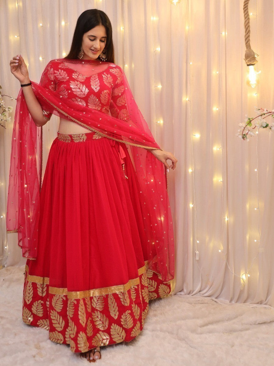 Attractive Pink Sequin Lehenga Choli | Bridal Reception Wear Set