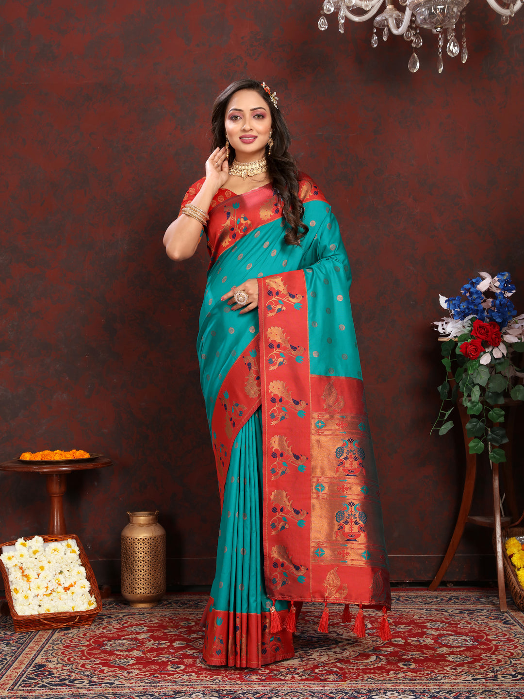 Purple Paithani Saree with intricate zari border, ideal for Indian weddings in the USA.