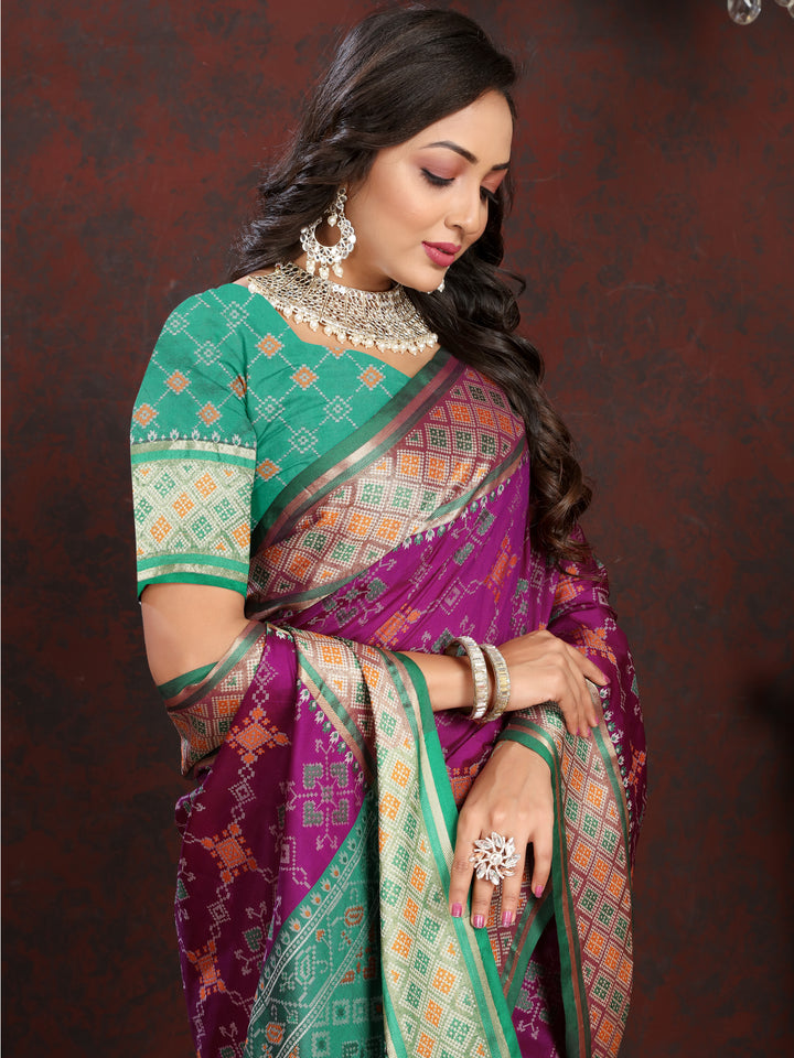 Gorgeous Purple Silk Saree featuring intricate meenakari work and a dreamy pallu for bridal wear.