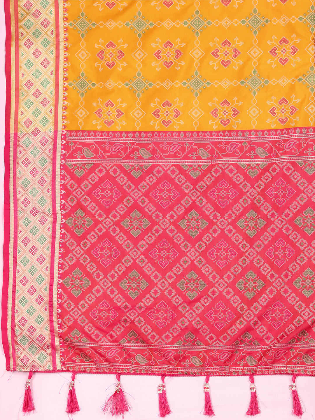 Beautiful Yellow Silk Saree with dazzling meenakari work and dreamy pallu style for celebrations.