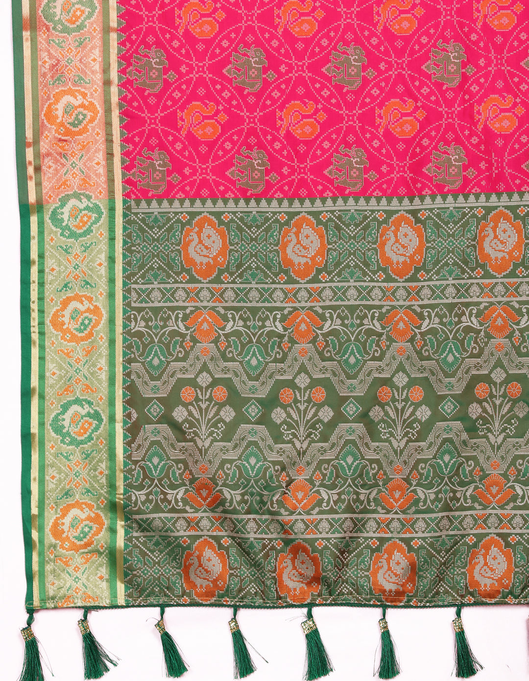 Premium Pink Soft Patola Silk Saree with exquisite meenakari work and a perfectly crafted designer blouse.