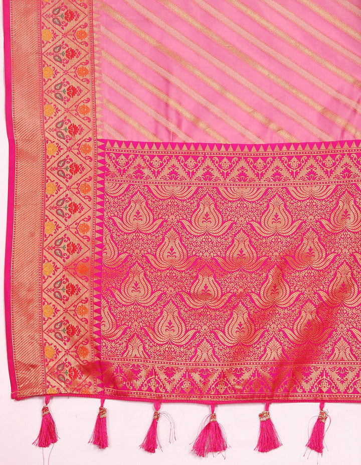 Premium Pink Organza Saadi with intricate patterns and traditional elegance, perfect for weddings.