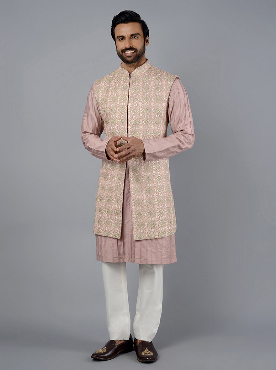 Comfortable onion pink kurta for stylish celebrations.