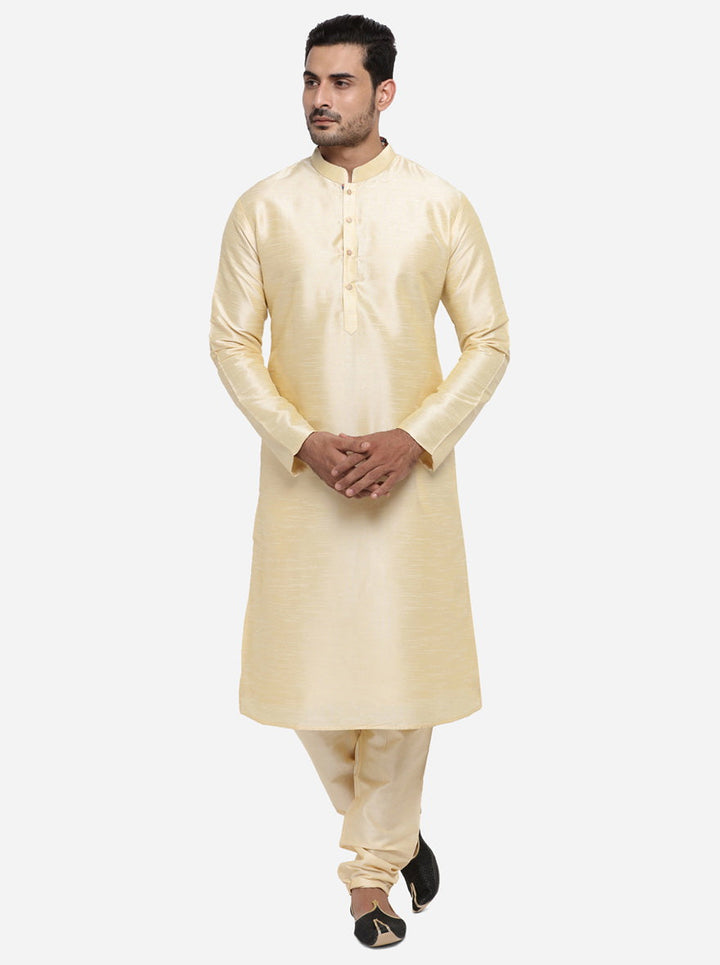 Trendy solid golden kurta set, perfect for enhancing your ethnic collection.