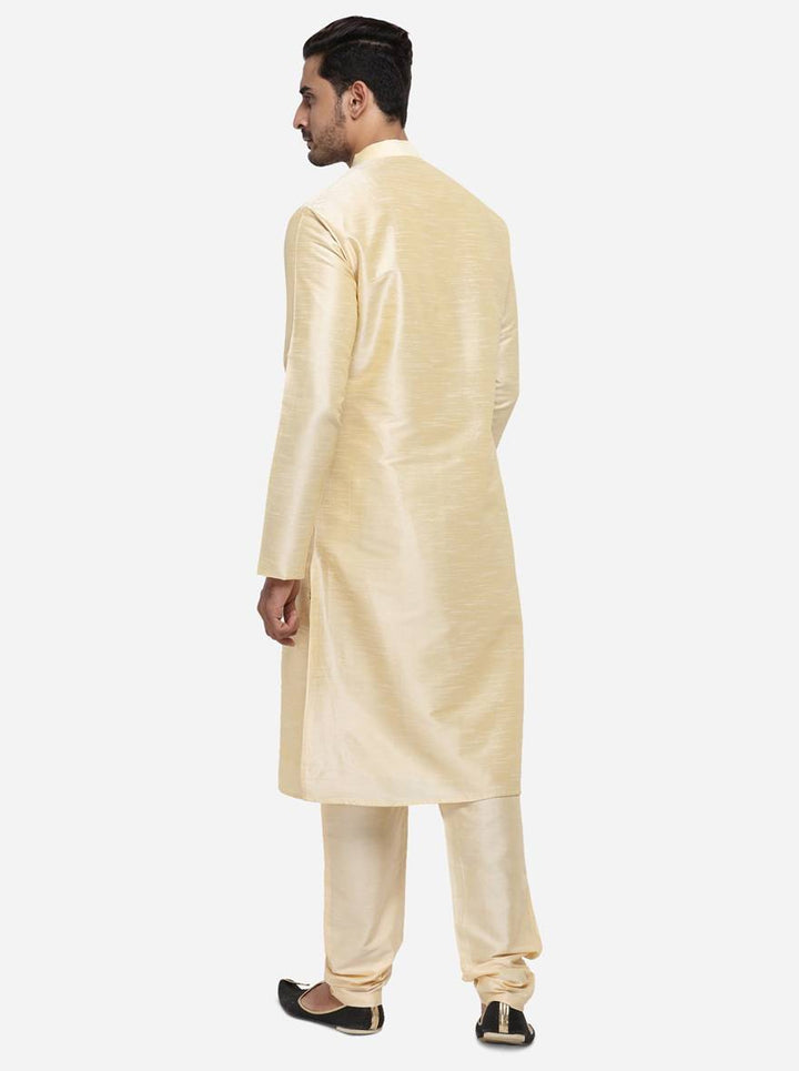 Elegant light golden kurta set, ideal for casual and festive occasions.